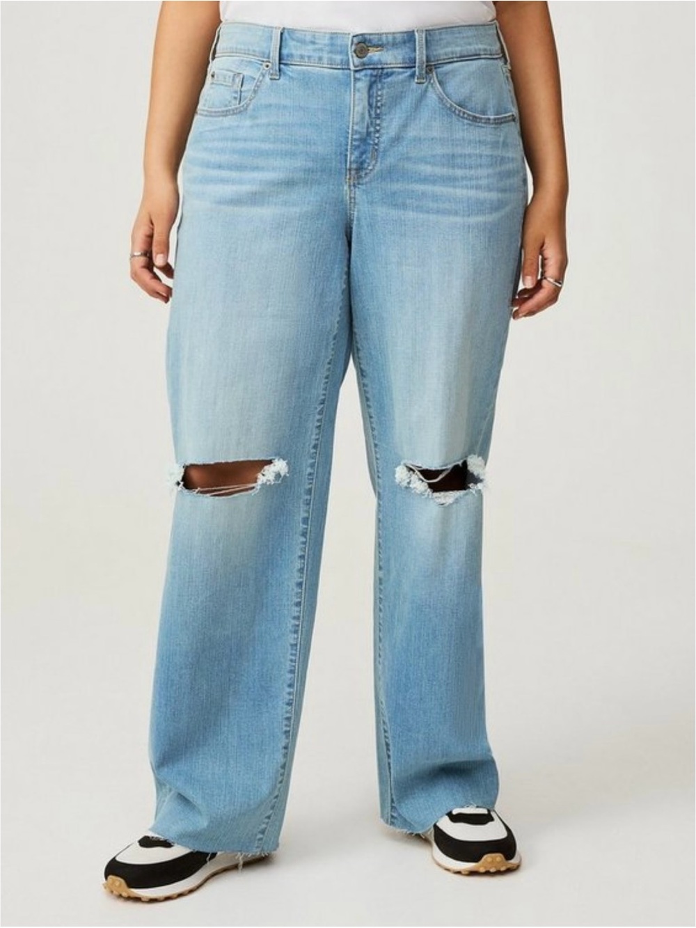 Torrid Light Blue Distressed Perfect Wide Leg Vintage Stretch Jeans Size 18